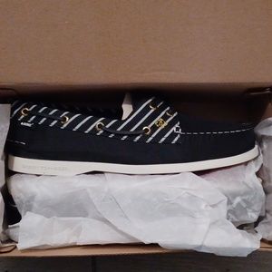 Womens Sperrys boat shoe red white and blue